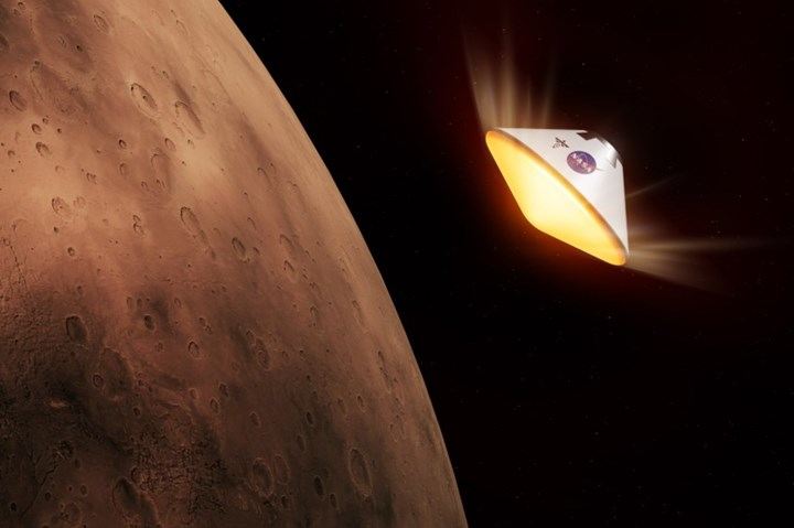 Renderização do aeroshell para a missão SkyFall da NASA a Marte.