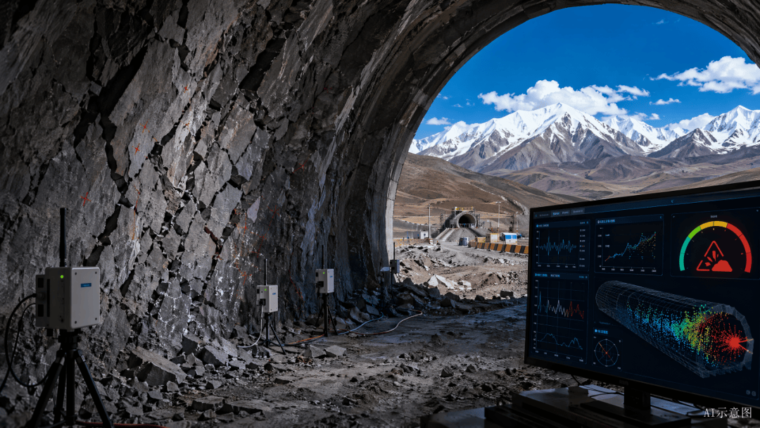 青藏高原板块缝合带地质构造活跃,岩体脆硬、挤压应力极强,隧道开挖过程中极易突发弹射式岩爆,是高悬于施工一线的重大安全隐患。在厘清岩爆孕育规律的基础上,首次构建“强挤压-高地应力-脆性岩体-开挖扰动”多场耦合的岩爆判识机制,配套实时监测预警和安全防控体系,让岩爆从“防不胜防”变成“可控可防”,支撑拉林铁路巴玉隧道安全建成。