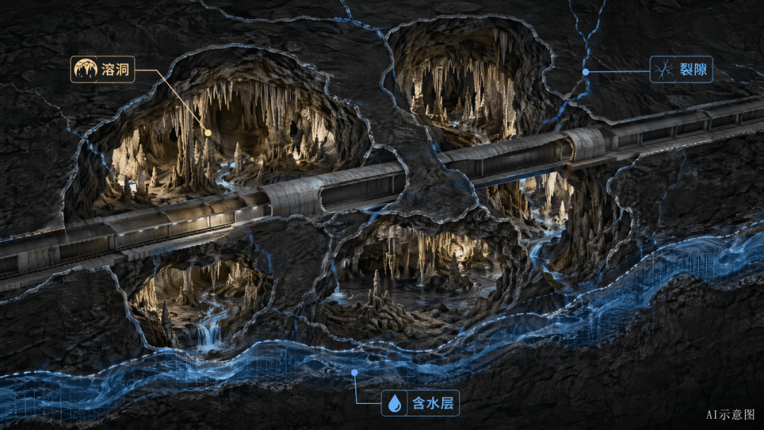 云贵高原喀斯特地貌溶洞林立、暗河交错,突水突泥、结构失稳隐患层出不穷。通过对隐伏岩溶“宏观辨识—递进探测—风险判识—智能感知”四位一体“CT扫描”,精准锁定灾害隐患;首创高压富水岩溶隧道分区排水技术,研发凸壳式排水新结构、施工缝降压减渗新构造等成套处治技术,支撑了贵南、成贵高铁等数十座高风险岩溶隧道顺利贯通。