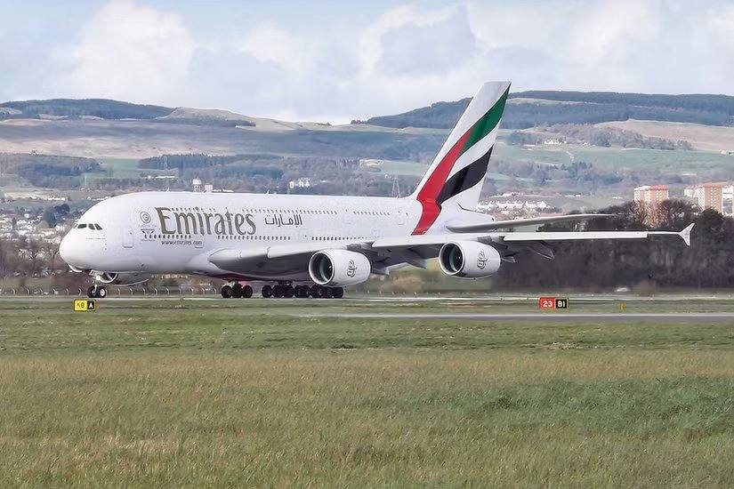 A380 de Emirates en Glasgow