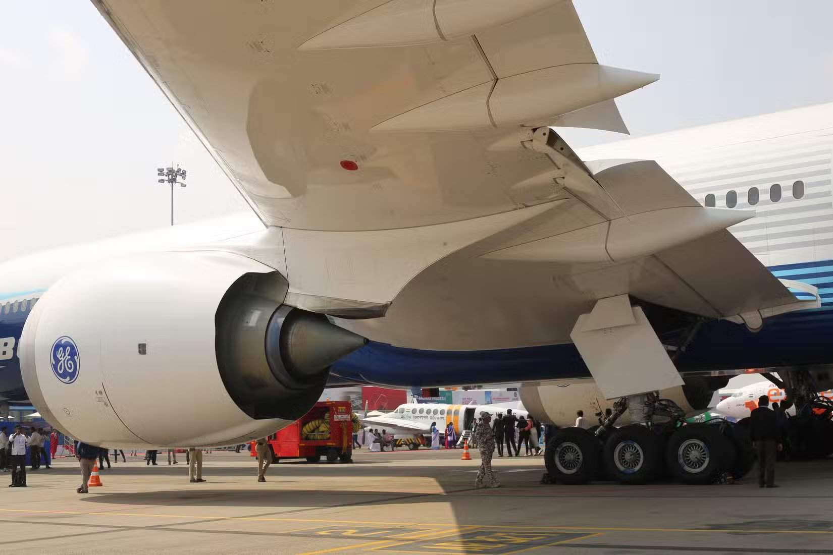 Boeing 777-9 GE9X engine on display