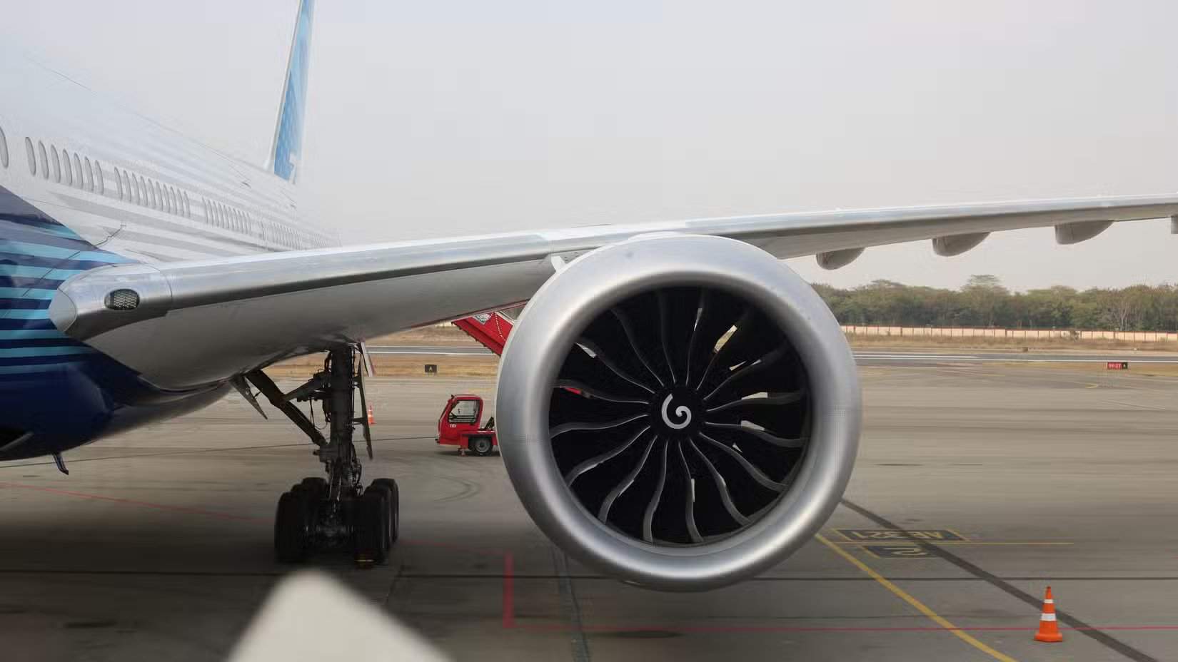 GE9X engine on GE Aerospace 777x shutterstock_2414760063