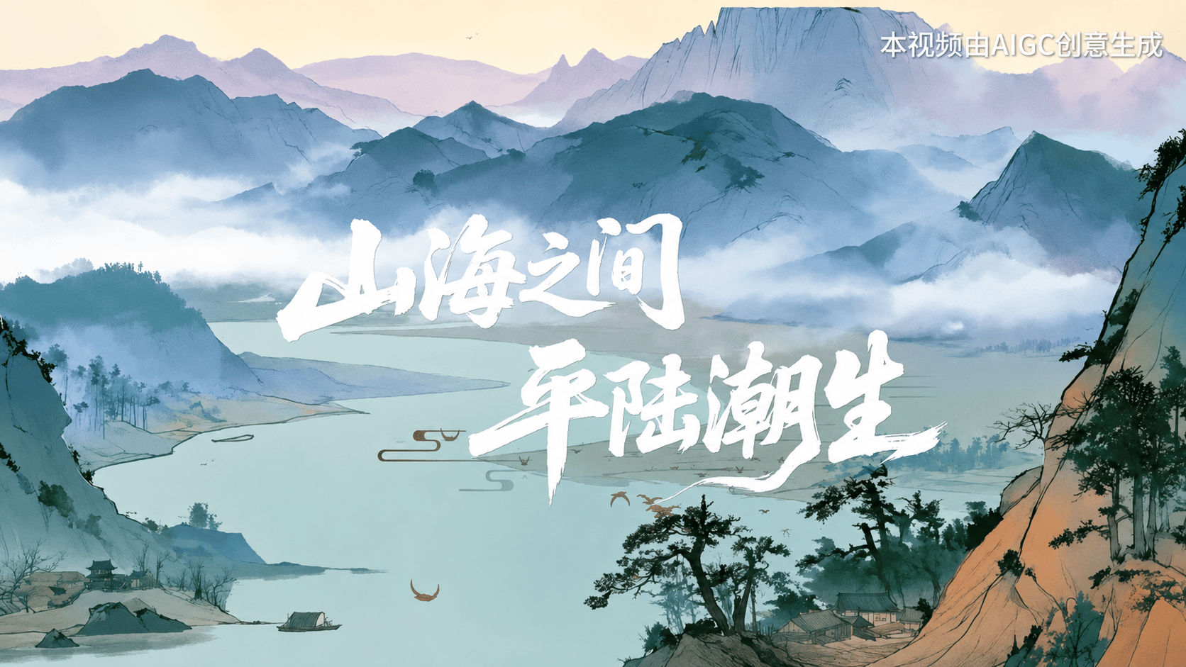 千年古道，一卷新生。从古商旅马道到世纪运河，从生态鱼道到红树林——AIGC绘就流动的平陆运河长卷。山海之间，平陆潮生，连通山海，奔赴未来。