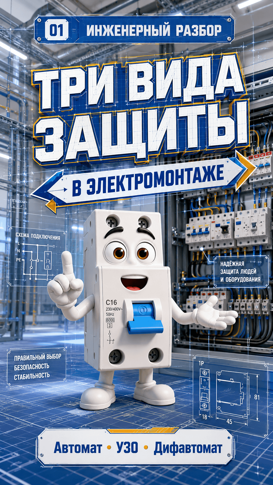 Три вида защиты в электромонтаже .