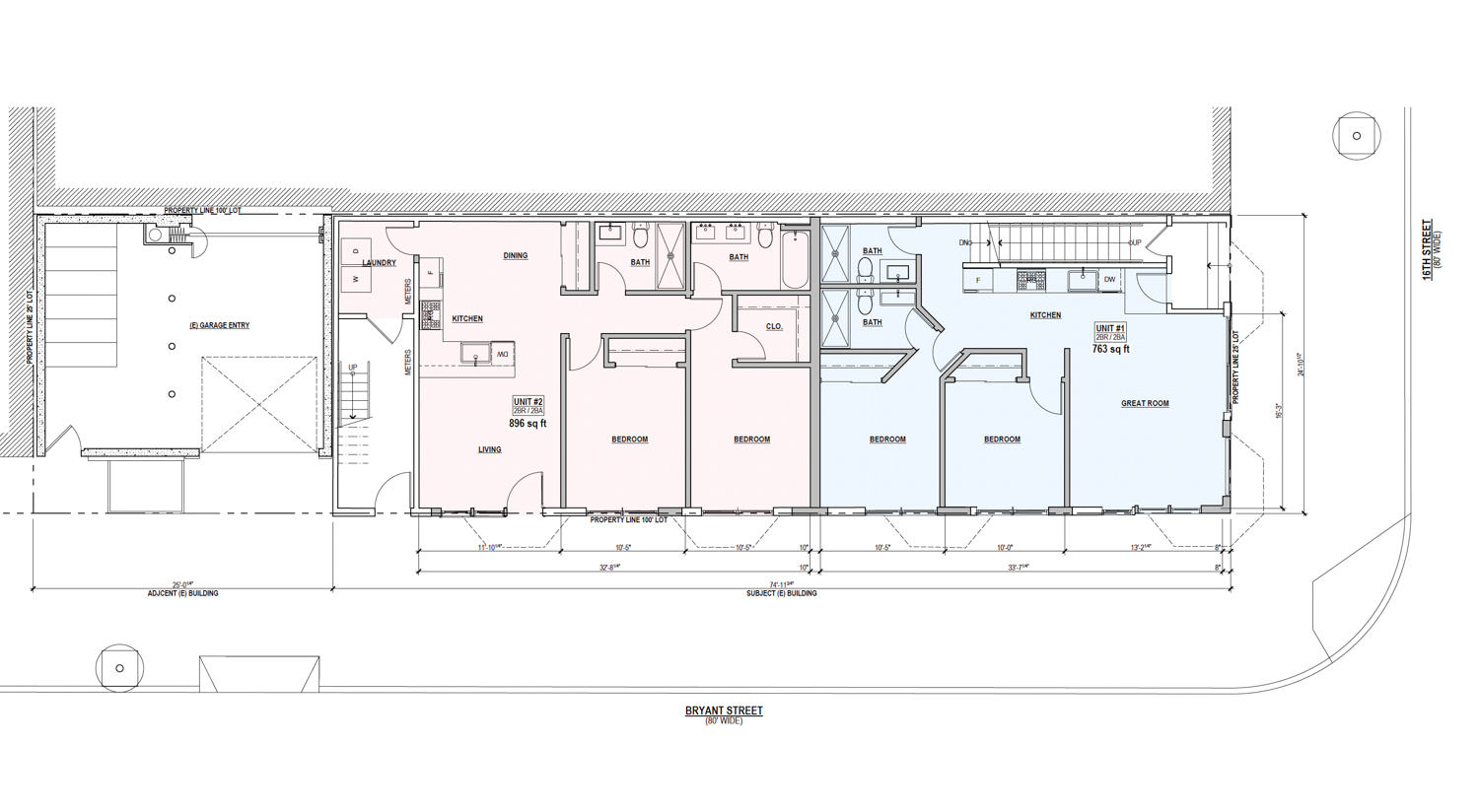 Vorgeschlagener Grundriss des Erdgeschosses der 2401 16th Street, erstellt von MML Architect
