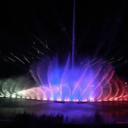 Stunning Dance Music Fountain Show, Laser Beams, Lights, Artificial Fog Dance, Stage Machinery, Phoenix Sculpture