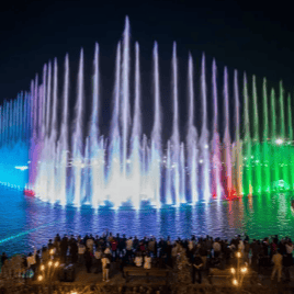 150 Meter großer Outdoor-Musik-, Tanz-, Schwebeschaukel-, Springbrunnen-, Laser-, Wasservorhang-, Karten- und Feuerwerkspark