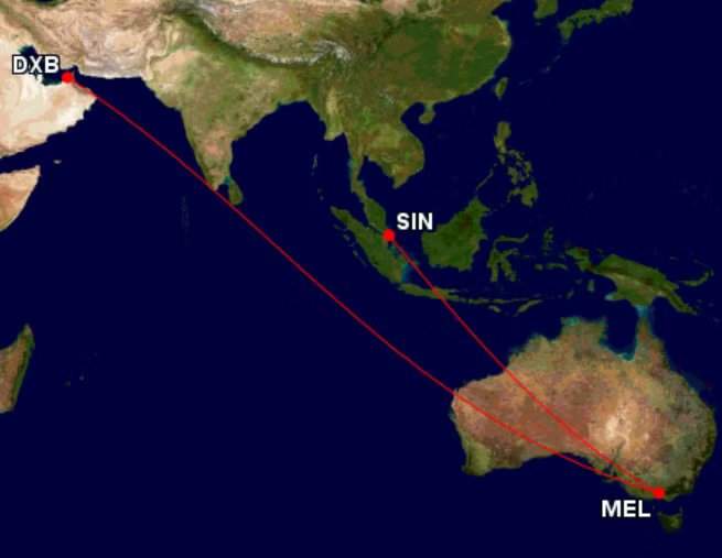 Airbus-A380-Flug ab Melbourne