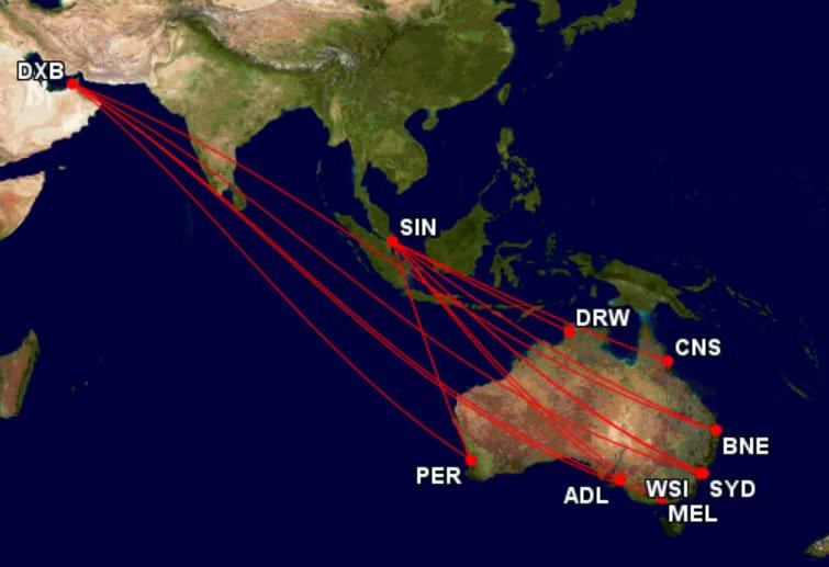Australien-Ziele von Emirates und Singapore Airlines