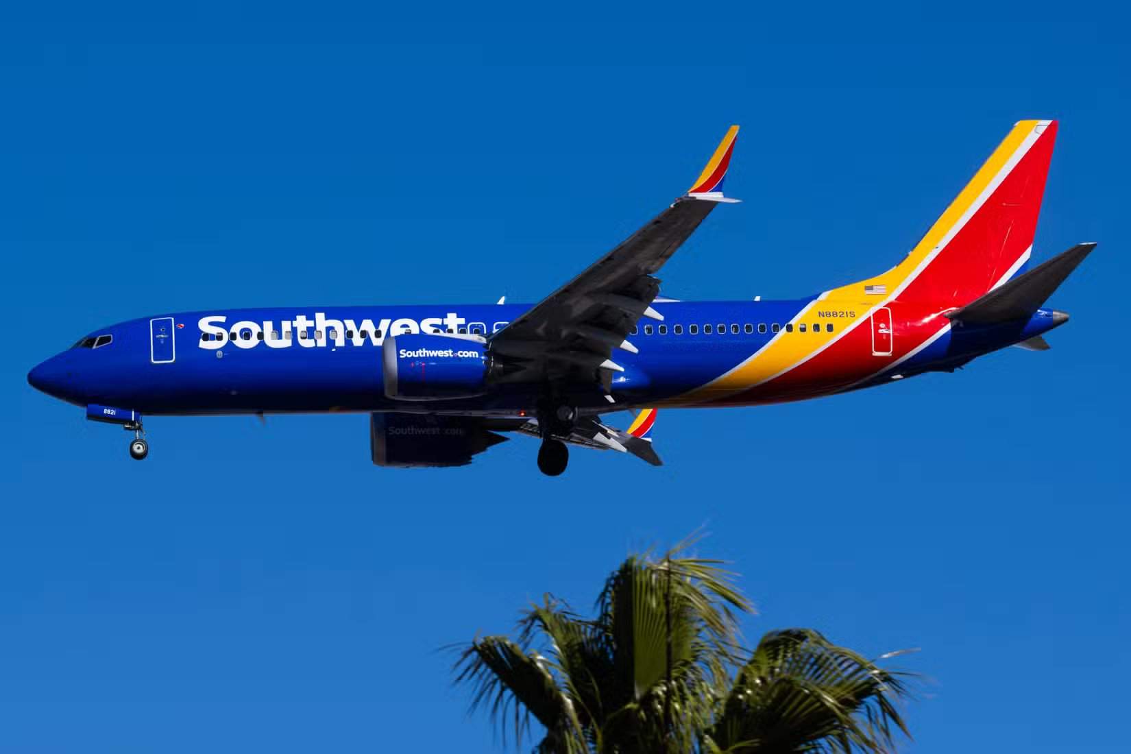 Southwest Airlines Boeing 737 MAX 8 landing at Las Vegas Harry Reid International Airport