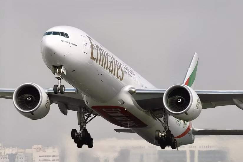Emirates Boeing 777-300ER departing Dubai