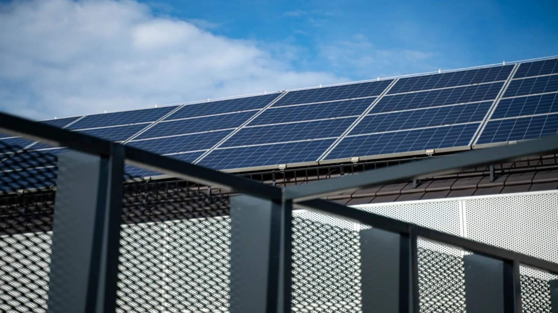 Solar photovoltaic (PV) panels.