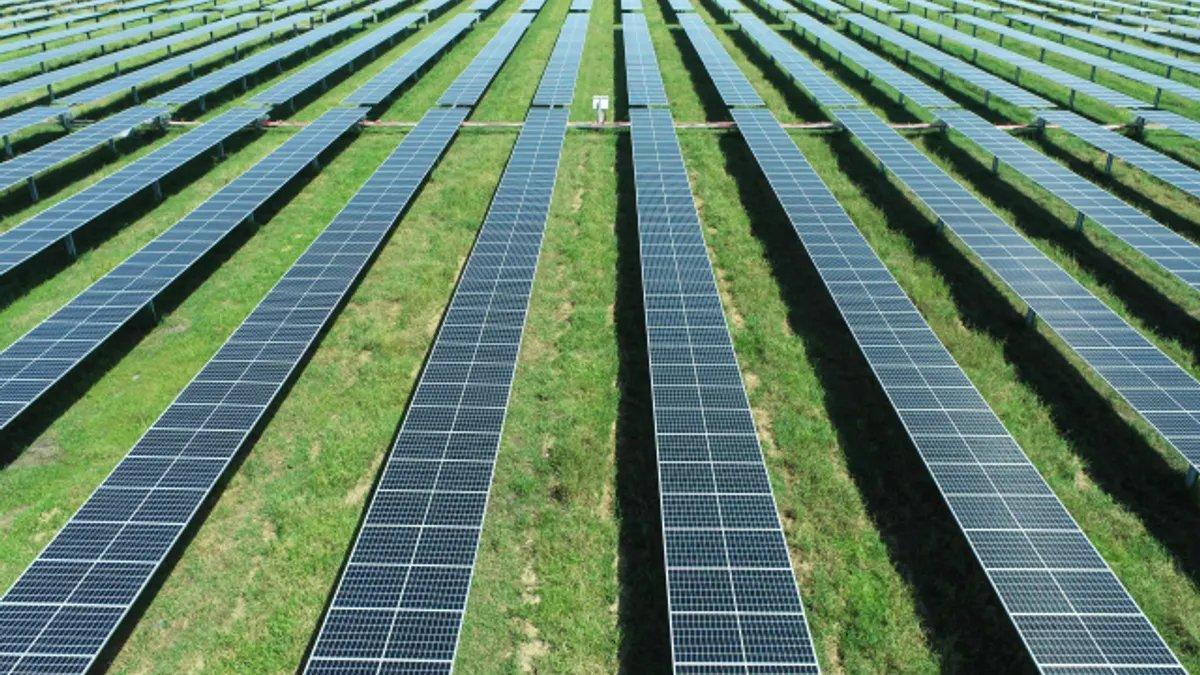 Solar panels that are a part of Duke Energy's Duette Solar Power Plant in Manatee County, Fla.