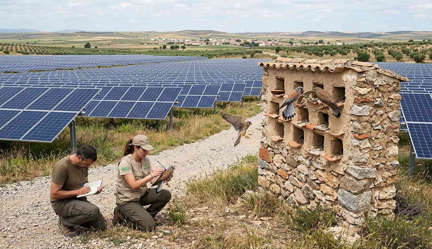 A Iberdrola reforça a recuperação do francelho em sua usina fotovoltaica em Bargas com novas solturas e transmissores de rádio.