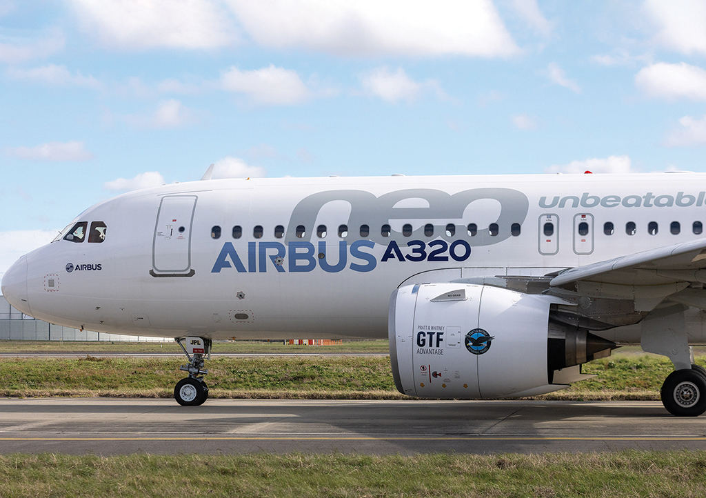 Airbus A320neo with a Pratt & Whitney GTF