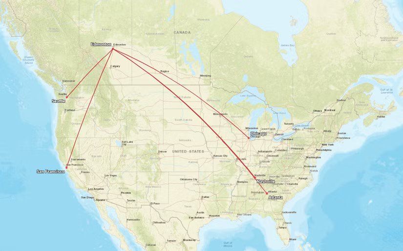 Cortes da WestJet nos EUA e em Edmonton