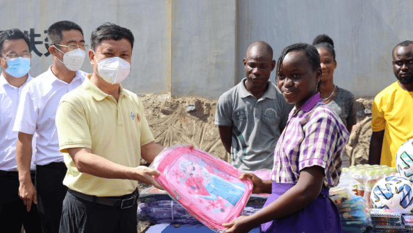 CRCC Harbor & Channel Engineering Bureau Group Limited and CCCC First Harbor Consultants CO. LTD donated dozens of footballs, schoolbags, and many other school supplies to the Christ the King of Kings preparatory school.