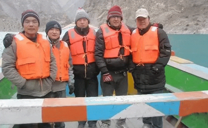 Young Pakistani Joseph (second from right) is passionate about road and bridge construction.